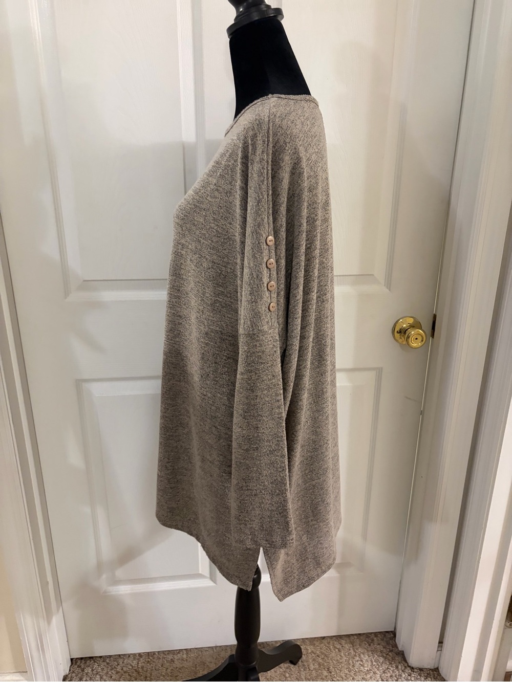Clara Sun Woo tunic top shirt oversized gray button detail women’s large boho - Picture 5 of 8